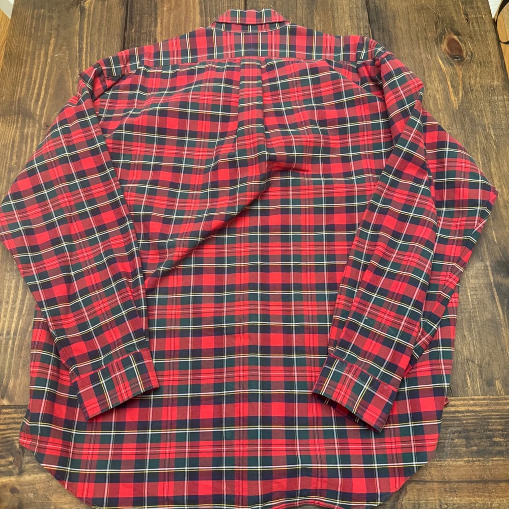 Ralph Lauren Big Shirt Mens XL Red Plaid Long Sleeve Button Down Cotton - Picture 4 of 5